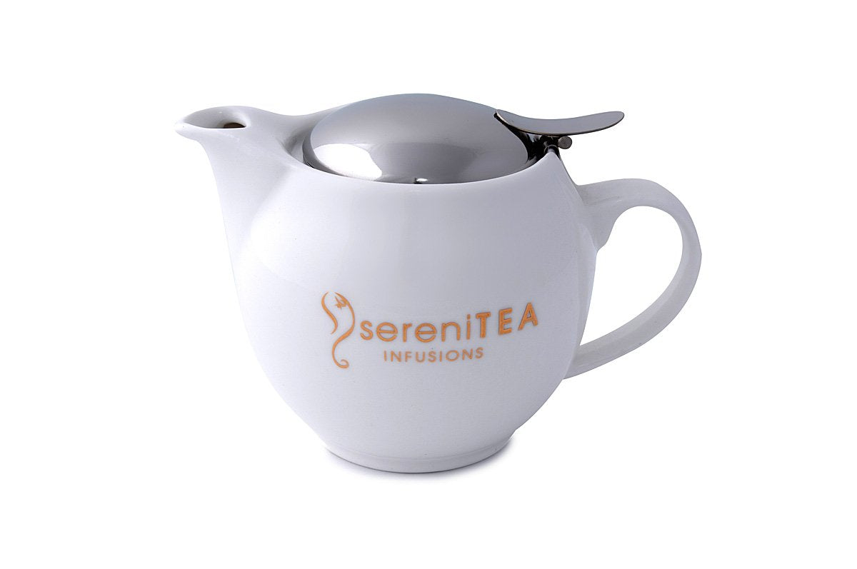 2 Cup Teapot White Ceramic with infuser and lid